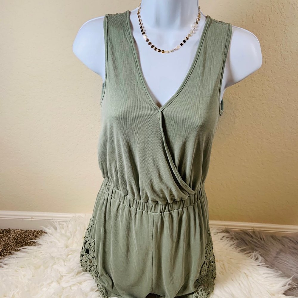 Green Tie Waist Romper
